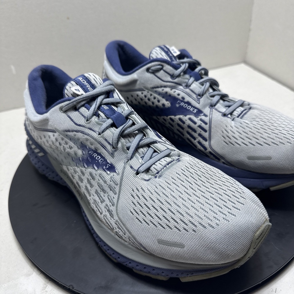 Brooks Adrenaline GTS 21 Mens Running Shoes Size 10 D Gray Navy Blue Athletic